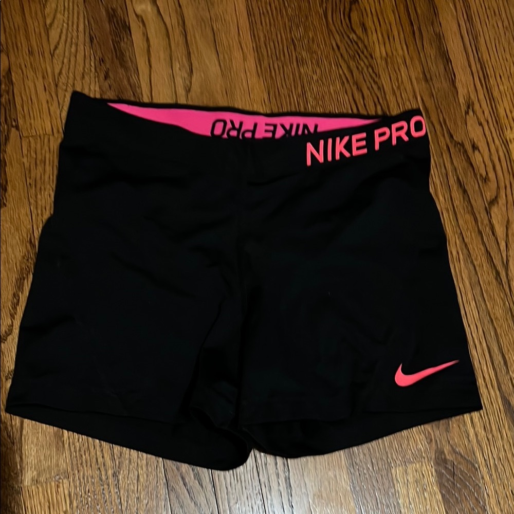 Nike Black and Pink Athletic Shorts